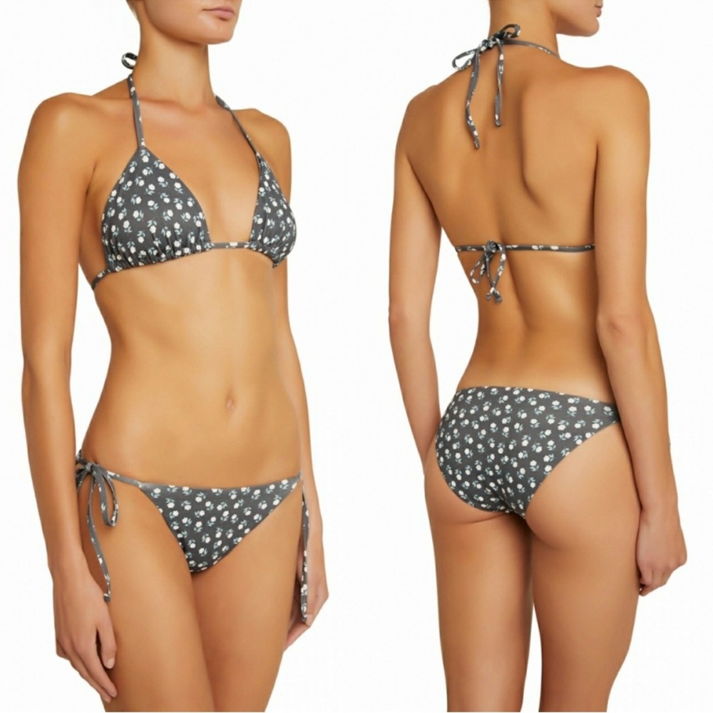 Eberjey Petite Fleur Sadie Floral Gray Bikini Set Size Medium
